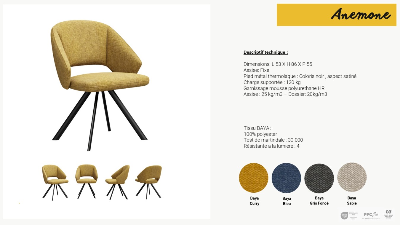 Chaise Anemone Pieds fer