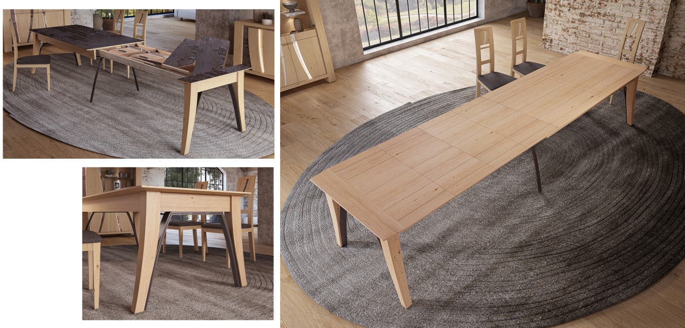 Table de repas XXL 4 Pieds 4 allonges