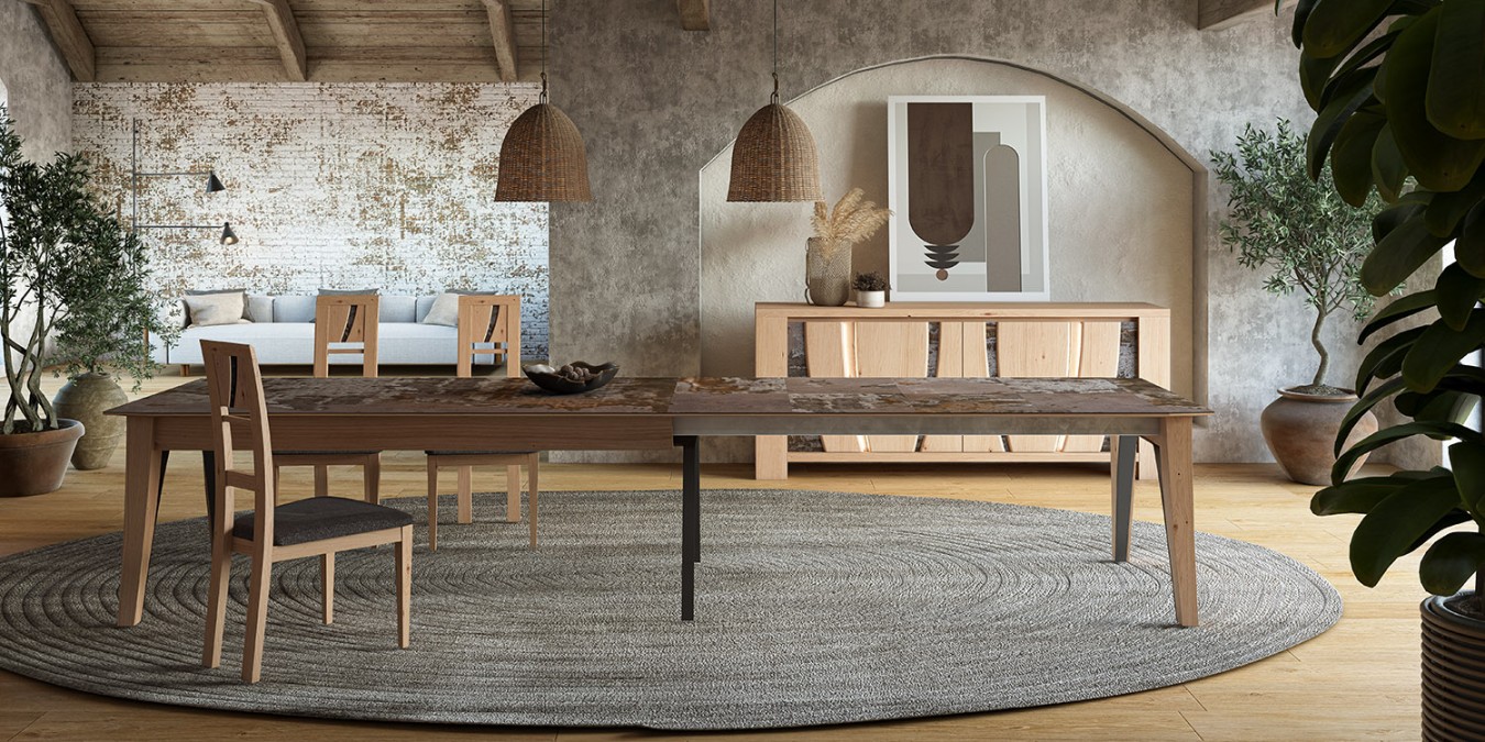 Table de repas XXL 4 Pieds 4 allonges