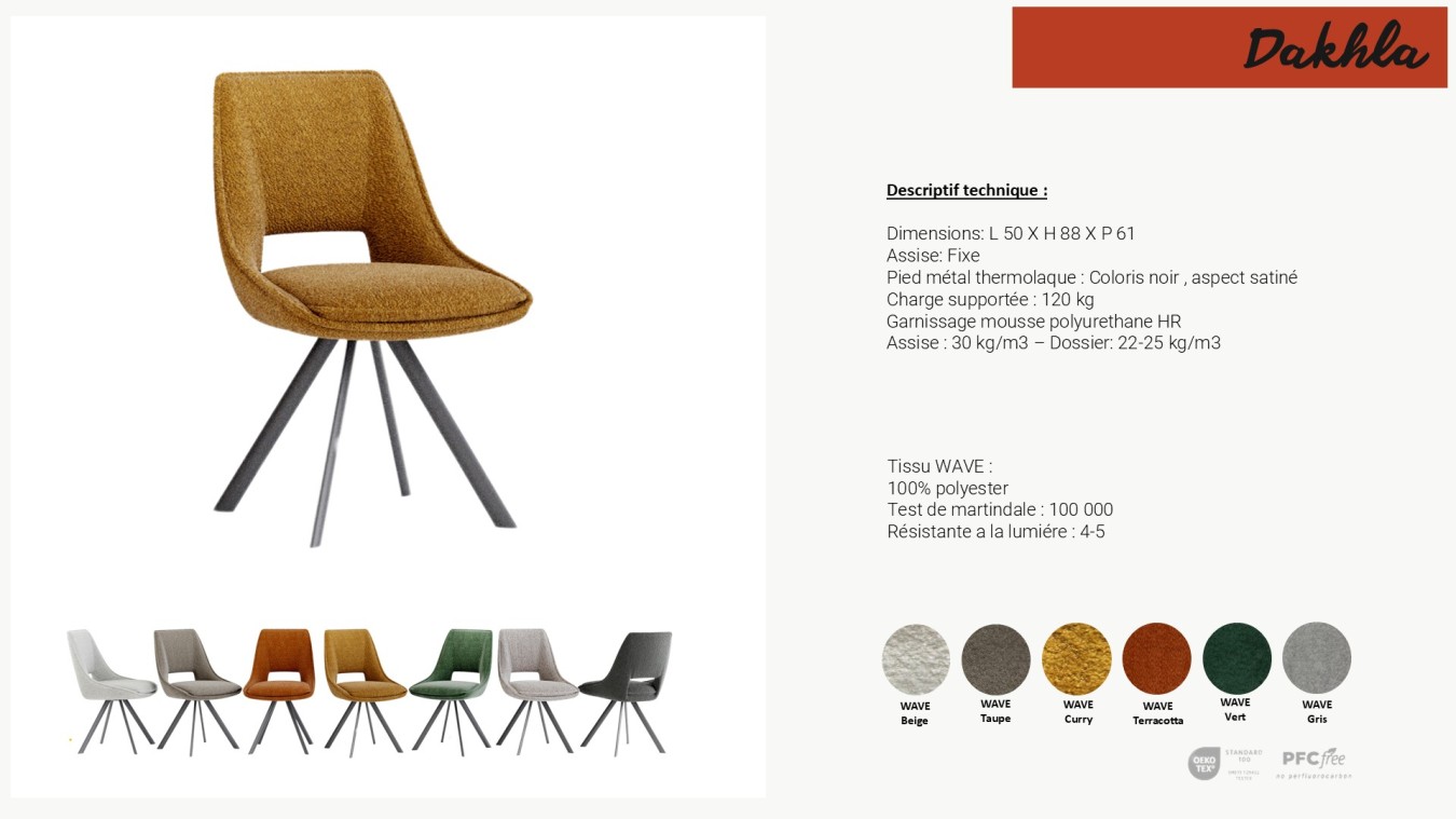 Chaise DAHKLA pieds fer