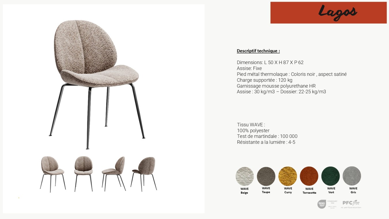 CHAISE LAGOS 4 pieds fer 