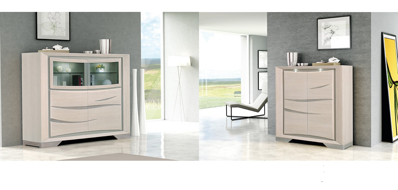 Vitrine 4 portes, Armoirette 2 portes avec éclairage d’ambiance