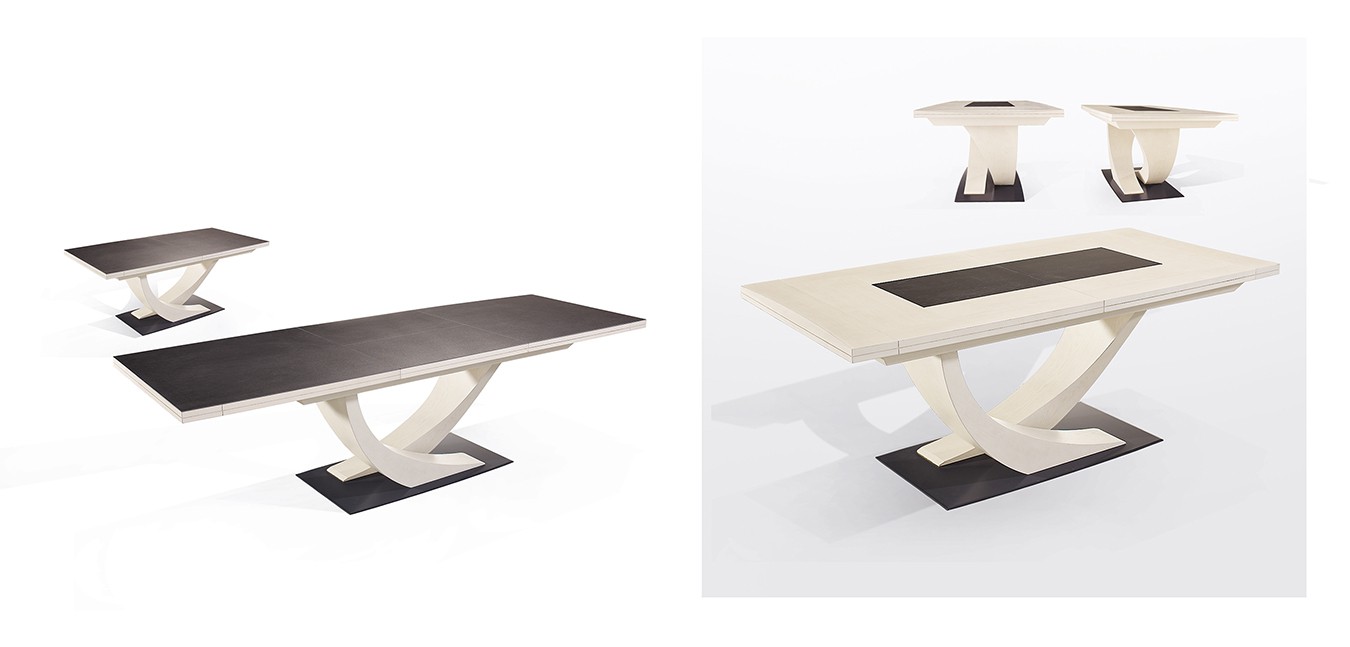 Table de repas pied central, une allonge