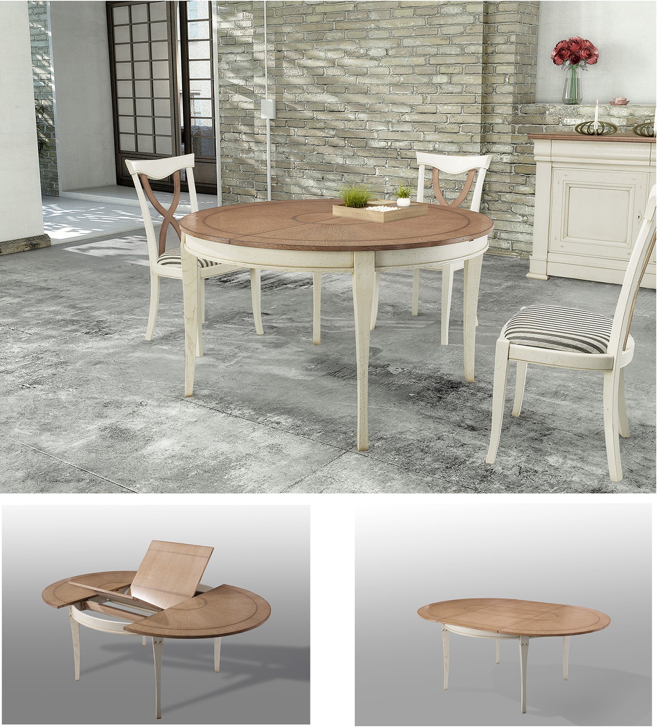 Table de repas ronde 1 allonge, Chaise