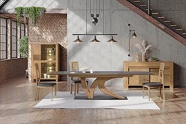 Vitrine 2 portes verre, enfilade 2 portes coulissante, table de repas pied central