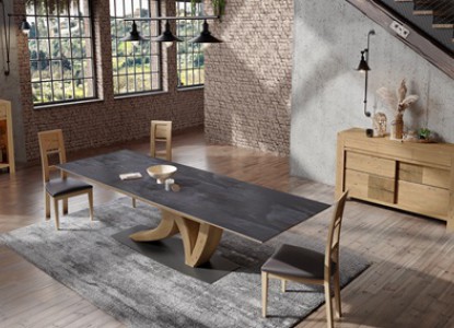 Table de repas pied central 1 allonge de 100