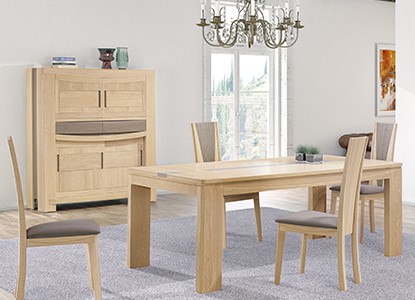 Armoirette 4 portes, Table de repas avec 2 allonges, Chaise