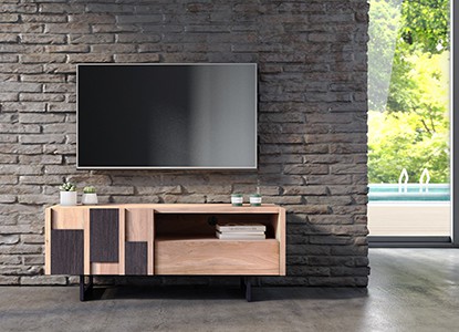 Meuble TV 1 porte,1 tiroir, façades céramiques