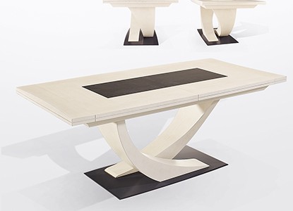 Table de repas pied central, une allonge