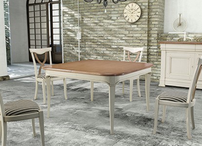 Table de repas carrée 1 allonge, chaise